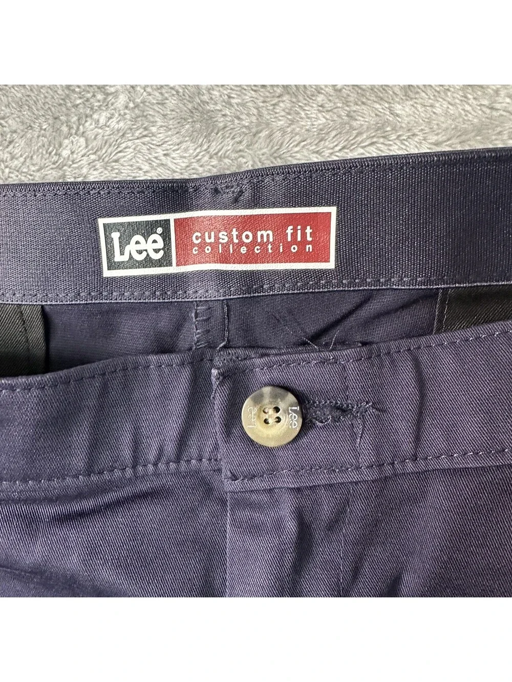 Mens Lee Custom Fit Collection Navy Blue Dress Pants 36x29 Flat Front